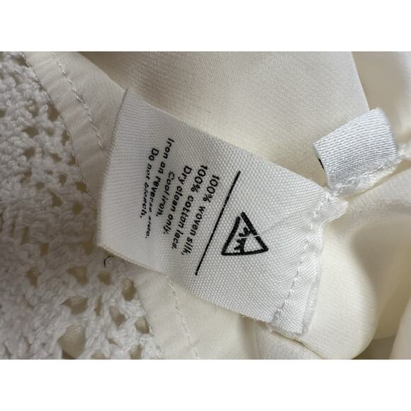 Sleeper Paloma Silk Maxi Dress White Off Shoulder Lace Trim Romantic XL - Picture 15 of 16